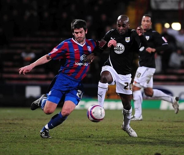 Battling for the Ball: Jamal Campbell-Ryce vs. Danny Butterfield in the Intense Championship Clash between Crystal Palace and Bristol City (09 / 03 / 2010)