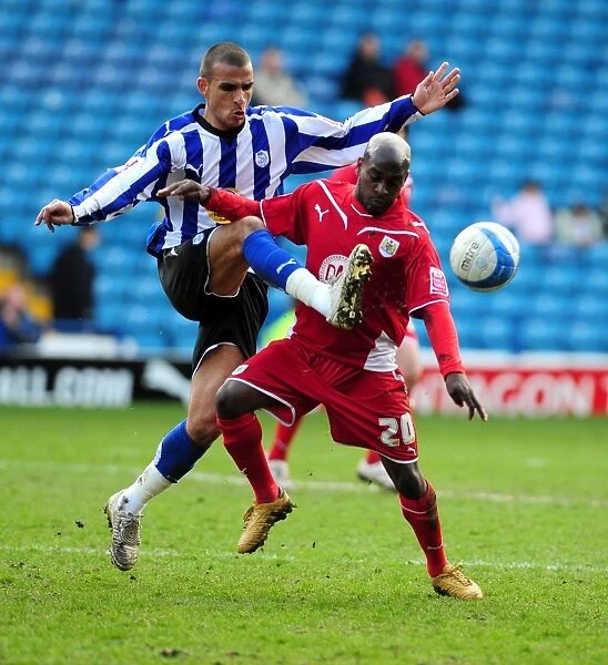 Battling for the Ball: Jamal Campbell-Ryce vs. Marcus Tudgay - Sheffield Wednesday vs. Bristol City Championship Clash (05 / 04 / 2010)