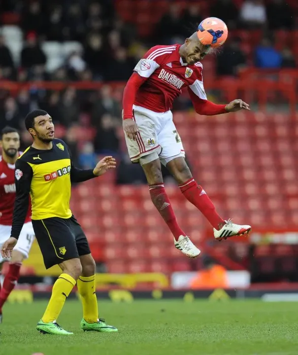 Framed Print : Battling for the Ball: Marvin Elliott vs. Watford in FA Cup Third Round at Ashton Gate Framed Print : Battling for the Ball: Marvin Elliott vs. Watford in FA Cup Third Round at Ashton Gate