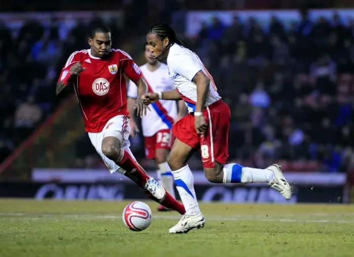 Framed Print : Battling for Championship Glory: Marvin Elliott vs. Neil Danns - A Football Rivalry Unfolds at Ashton Gate (December 2010) Framed Print : Battling for Championship Glory: Marvin Elliott vs. Neil Danns - A Football Rivalry Unfolds at Ashton Gate (December 2010)