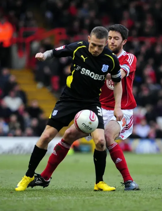 Framed Print : Battling for Championship Glory: Skuse vs. Bellamy (2011) - Bristol City vs. Cardiff City
