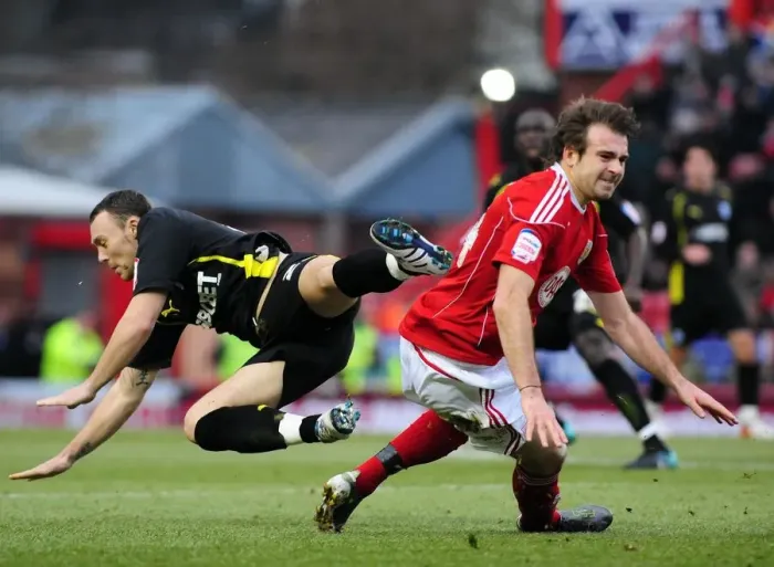 Framed Print : Battling for Championship Supremacy: Brett Pitman vs. Darcy Blake (Bristol City vs. Cardiff City, 01 / 01 / 2011) Framed Print : Battling for Championship Supremacy: Brett Pitman vs. Darcy Blake (Bristol City vs. Cardiff City, 01 / 01 / 2011)