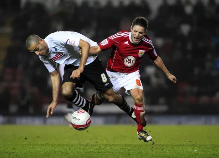 Framed Print : Battling for Championship Supremacy: Johnson vs. Pratley (2011) - Bristol City vs. Swansea City