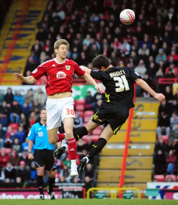 Framed Print : Battling for Championship Supremacy: Jon Stead vs. Chris Riggott, 2011 - Bristol City vs. Cardiff City