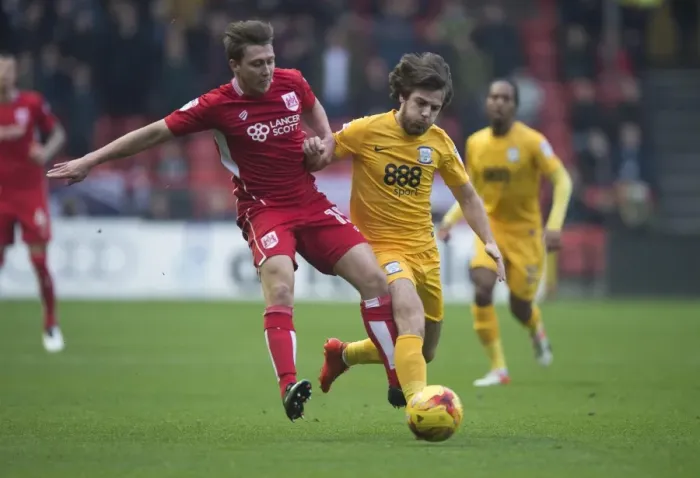 Framed Print : Battling for Championship Supremacy: Luke Freeman vs. Ben Pearson, Bristol City vs. Preston North End Framed Print : Battling for Championship Supremacy: Luke Freeman vs. Ben Pearson, Bristol City vs. Preston North End