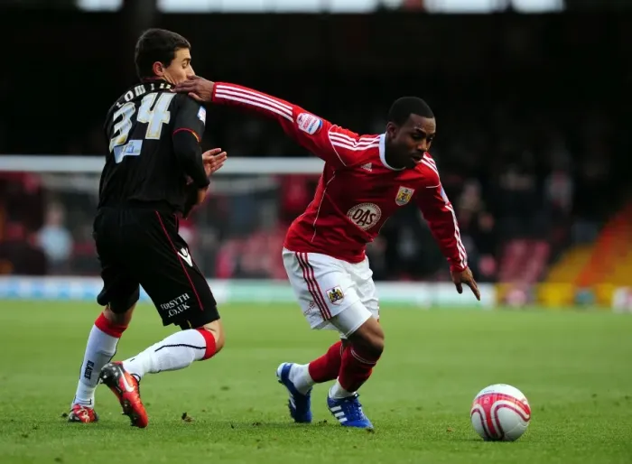 Framed Print : Battling for Championship Supremacy: Rose vs. Lowton, November 2010 - Bristol City vs. Sheffield United