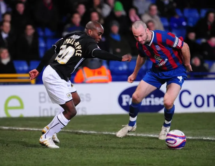 Framed Print : Battling for Control: Jamal Campbell-Ryce vs. Shaun Derry - The Intense Rivalry in the 2010 Championship Clash between Crystal Palace and Bristol City Framed Print : Battling for Control: Jamal Campbell-Ryce vs. Shaun Derry - The Intense Rivalry in the 2010 Championship Clash between Crystal Palace and Bristol City