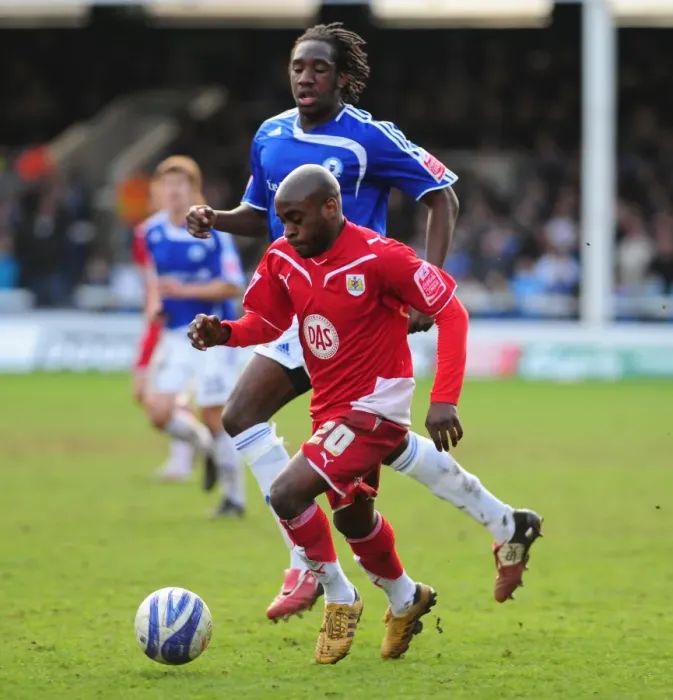Framed Print : Battling for Control: Jamal Campbell-Ryce vs. Exodus Geohaghon in the Intense Championship Clash between Peterborough and Bristol City, 2010 Framed Print : Battling for Control: Jamal Campbell-Ryce vs. Exodus Geohaghon in the Intense Championship Clash between Peterborough and Bristol City, 2010