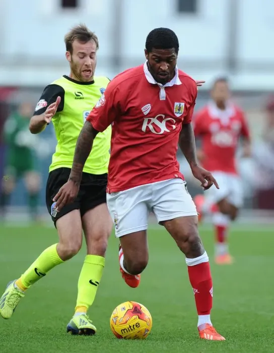 Framed Print : Battling for Control: Mark Little vs. James Dayton - Bristol City vs. Oldham Athletic Framed Print : Battling for Control: Mark Little vs. James Dayton - Bristol City vs. Oldham Athletic