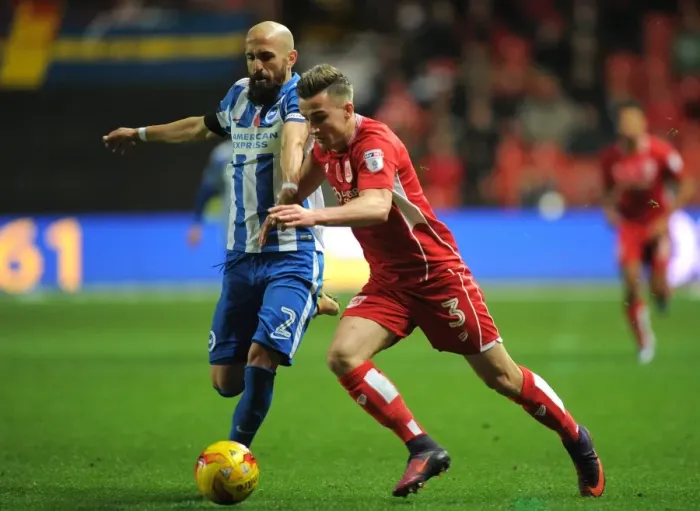 Framed Print : Battling Defenders: Joe Bryan vs Bruno Saltor - Bristol City vs Brighton & Hove Albion Framed Print : Battling Defenders: Joe Bryan vs Bruno Saltor - Bristol City vs Brighton & Hove Albion