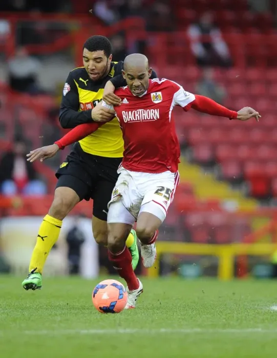 Framed Print : Battling for FA Cup Supremacy: Marvin Elliott vs. Troy Deeney (Bristol City vs. Watford, 2014) Framed Print : Battling for FA Cup Supremacy: Marvin Elliott vs. Troy Deeney (Bristol City vs. Watford, 2014)