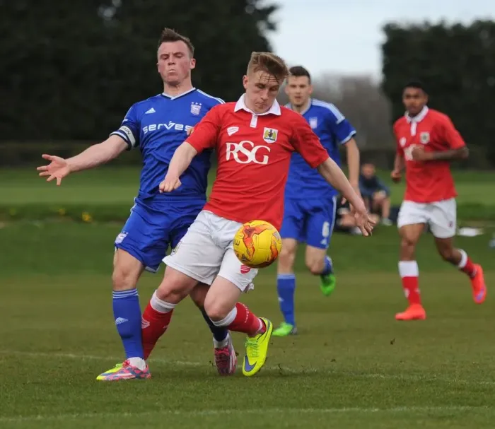 Framed Print : Battling Midfielders: Hammond vs. Lemonheigh-Evans in Bristol City U21s Clash against Ipswich Town Framed Print : Battling Midfielders: Hammond vs. Lemonheigh-Evans in Bristol City U21s Clash against Ipswich Town