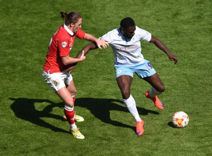 Framed Print : Battling Rivals: Ayling vs. Nouble in the Intense Clash between Bristol City and Coventry City Framed Print : Battling Rivals: Ayling vs. Nouble in the Intense Clash between Bristol City and Coventry City