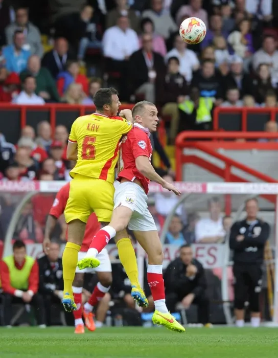 Framed Print : Battling Rivals: Wilbraham vs. Kay at Ashton Gate - Bristol City vs. MK Dons Clash Framed Print : Battling Rivals: Wilbraham vs. Kay at Ashton Gate - Bristol City vs. MK Dons Clash