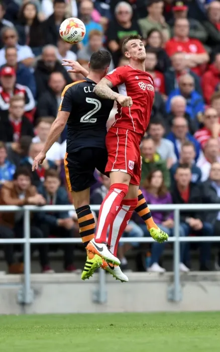 Framed Print : Battling for Supremacy: Aden Flint vs. Ciaran Clark in the Sky Bet Championship Clash between Bristol City and Newcastle United