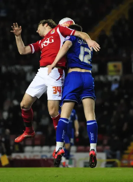 Framed Print : Battling for Supremacy: Brett Pitman vs. Sean St. Ledger in the Bristol City vs. Leicester City Football Rivalry Framed Print : Battling for Supremacy: Brett Pitman vs. Sean St. Ledger in the Bristol City vs. Leicester City Football Rivalry