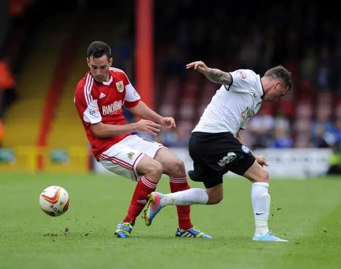 Framed Print : Battling for Supremacy: Bristol City vs. Peterborough United, 14 / 09 / 2013