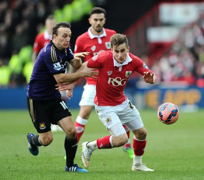 Framed Print : Battling for Supremacy: Bryan vs. Noble in the FA Cup Fourth Round Clash between Bristol City and West Ham United Framed Print : Battling for Supremacy: Bryan vs. Noble in the FA Cup Fourth Round Clash between Bristol City and West Ham United