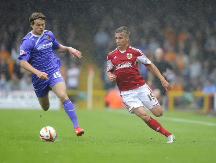 Framed Print : Battling for Supremacy: Bryan vs. Sigurdarson in Bristol City vs. Wolves Football Clash Framed Print : Battling for Supremacy: Bryan vs. Sigurdarson in Bristol City vs. Wolves Football Clash