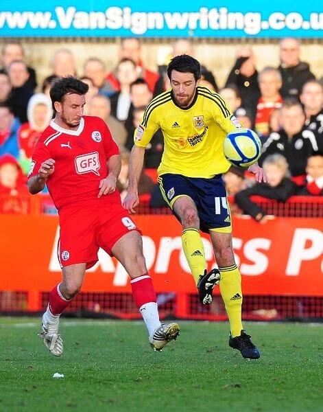 Battling for Supremacy: Cole Skuse vs. Matt Tubbs in FA Cup Clash between Crawley Town and Bristol City (07 / 01 / 2012)