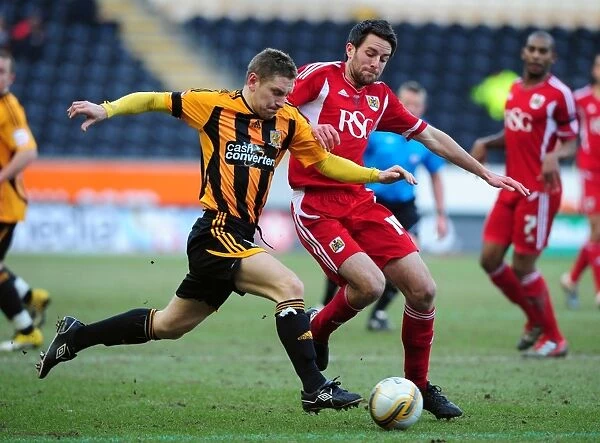 Battling for Supremacy: Cole Skuse vs. Andy Dawson in Hull City vs. Bristol City Championship Clash - 11 / 02 / 2012