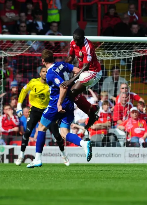 Framed Print : Battling for Supremacy: Damion Stewart vs. Connor Wickham in the Championship Clash between Bristol City and Ipswich Town (16-04-2011) Framed Print : Battling for Supremacy: Damion Stewart vs. Connor Wickham in the Championship Clash between Bristol City and Ipswich Town (16-04-2011)