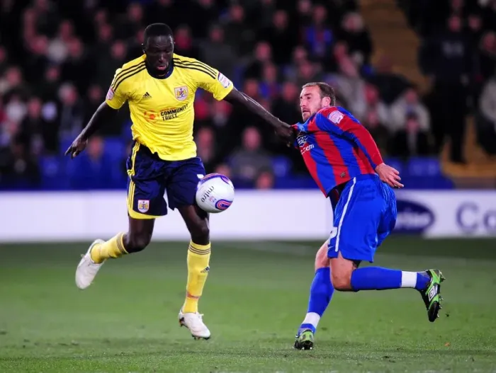 Framed Print : Battling for Supremacy: Damion Stewart vs. Glenn Murray in Championship Clash between Crystal Palace and Bristol City - 15 / 10 / 2011