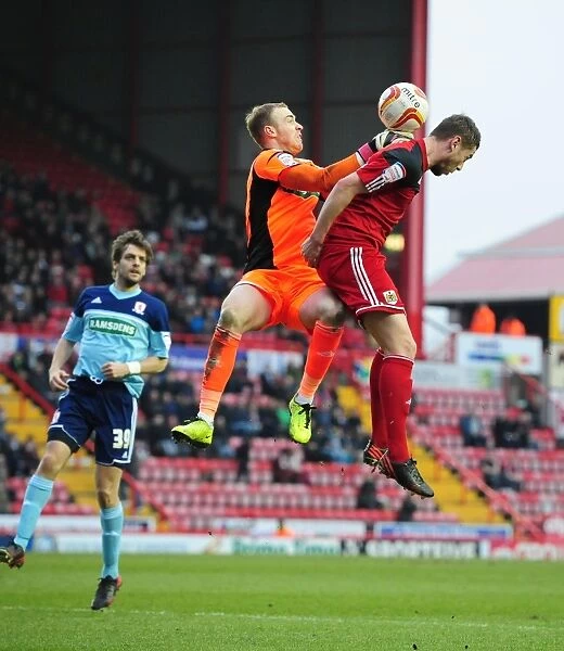 Battling for Supremacy: Davies vs. Steele - A High Stakes Aerial Clash in Bristol City vs. Middlesbrough, 2013