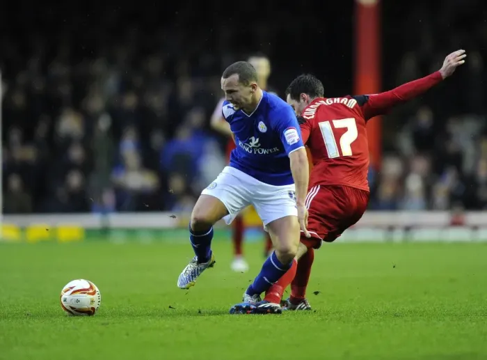 Framed Print : Battling for Supremacy: Drinkwater vs. Cunningham in the Championship Clash between Bristol City and Leicester City
