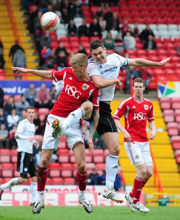 Framed Print : Battling for Supremacy: A Football Rivalry - Jon Stead vs. Jason Shackell, Bristol City vs. Derby County, 2012