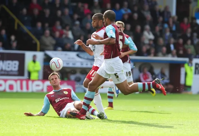 Framed Print : Battling for Supremacy: Haynes vs. Fox and Carlisle in Burnley vs. Bristol City Championship Clash, 2010 Framed Print : Battling for Supremacy: Haynes vs. Fox and Carlisle in Burnley vs. Bristol City Championship Clash, 2010