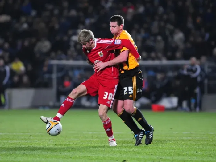Framed Print : Battling for Supremacy: Jon Stead vs. Anthony Gerrard in Hull City vs. Bristol City Championship Clash (18 / 12 / 2010) Framed Print : Battling for Supremacy: Jon Stead vs. Anthony Gerrard in Hull City vs. Bristol City Championship Clash (18 / 12 / 2010)