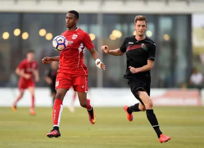 Framed Print : Battling for Supremacy: Kodjia vs. Bochniewicz in Granada vs. Bristol City Pre-Season Clash Framed Print : Battling for Supremacy: Kodjia vs. Bochniewicz in Granada vs. Bristol City Pre-Season Clash