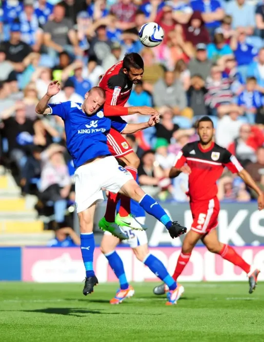 Framed Print : Battling for Supremacy: Liam Fontaine vs. Jamie Vardy in Leicester City vs. Bristol City Championship Clash Framed Print : Battling for Supremacy: Liam Fontaine vs. Jamie Vardy in Leicester City vs. Bristol City Championship Clash