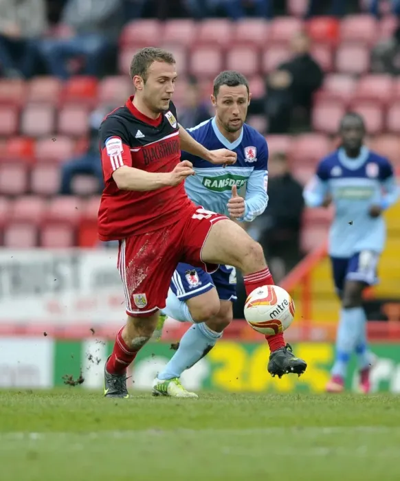 Framed Print : Battling for Supremacy: Liam Kelly vs. Scott McDonald in the Npower Championship Clash between Bristol City and Middlesbrough Framed Print : Battling for Supremacy: Liam Kelly vs. Scott McDonald in the Npower Championship Clash between Bristol City and Middlesbrough