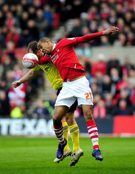 Battling for Supremacy: Louis Carey vs. Dexter Blackstock in Nottingham Forest vs. Bristol City Football Match, 07-04-2012