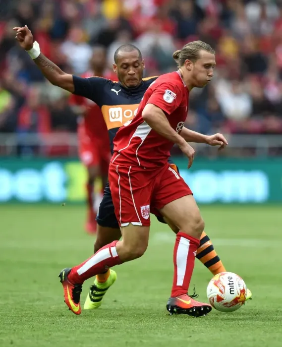 Framed Print : Battling for Supremacy: Luke Freeman vs. Yoan Gouffran in the 2016 Championship Clash between Bristol City and Newcastle United