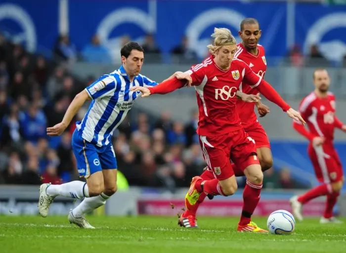Framed Print : Battling for Supremacy: Martyn Woolford vs. Matthew Sparrow in the Championship Clash between Brighton and Bristol City - 14 / 01 / 2012 Framed Print : Battling for Supremacy: Martyn Woolford vs. Matthew Sparrow in the Championship Clash between Brighton and Bristol City - 14 / 01 / 2012
