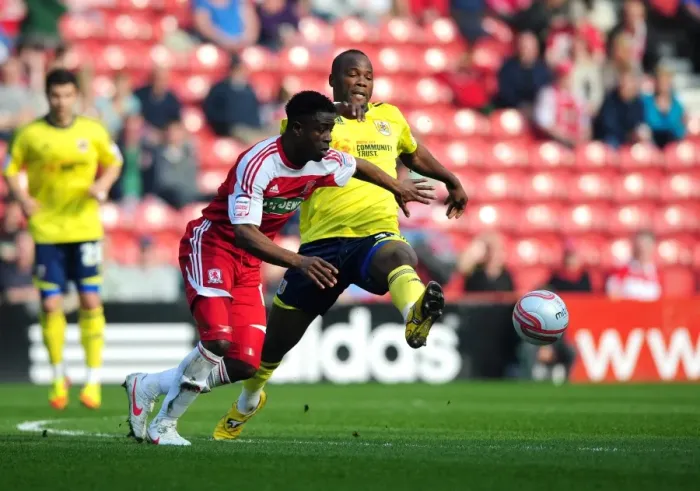 Framed Print : Battling for Supremacy: Ogbeche vs. Amougou in the Middlesbrough vs. Bristol City Clash Framed Print : Battling for Supremacy: Ogbeche vs. Amougou in the Middlesbrough vs. Bristol City Clash