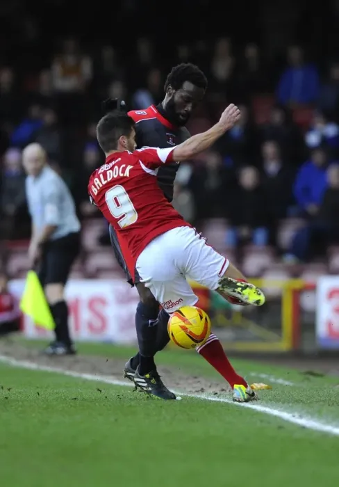Framed Print : Battling for Supremacy: Sam Baldock vs. Pascal Chimbonda in Bristol City vs. Carlisle United Football Match, 2014 Framed Print : Battling for Supremacy: Sam Baldock vs. Pascal Chimbonda in Bristol City vs. Carlisle United Football Match, 2014