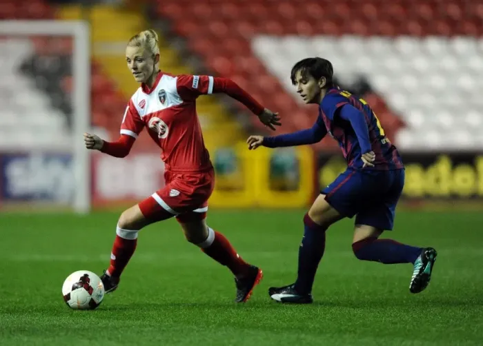 Framed Print : Battling for Supremacy: Sophie Ingle vs. Gema Gili - A Football Rivalry Unfolds at Ashton Gate Framed Print : Battling for Supremacy: Sophie Ingle vs. Gema Gili - A Football Rivalry Unfolds at Ashton Gate