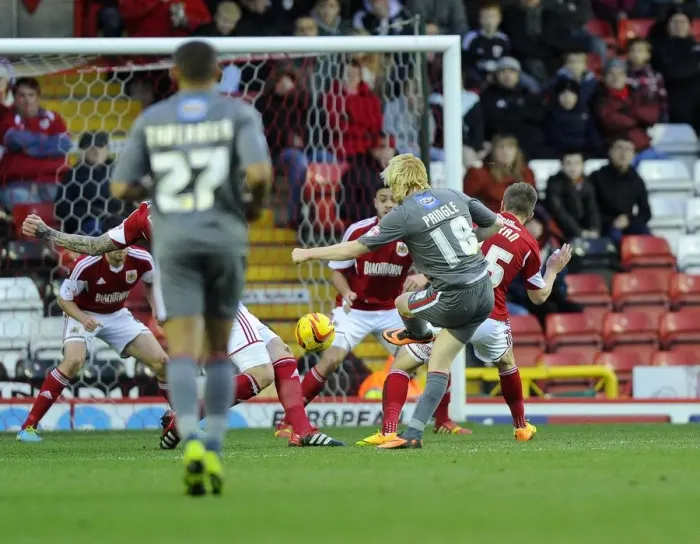 Framed Print : Ben Pringle Scores Against Former Club: Rotherham Stuns Bristol City in League One