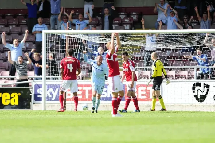Framed Print : Billy Daniels Goal Celebration: Coventry vs. Bristol City, Sky Bet League One (August 11, 2013)