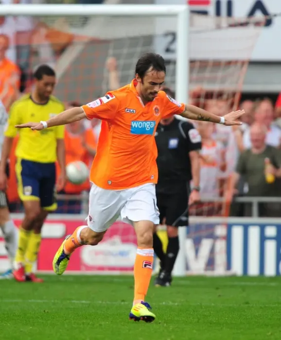 Framed Print : Blackpool's Bogdanovic Celebrates Goal Against Bristol City in 2011 League Cup Match Framed Print : Blackpool's Bogdanovic Celebrates Goal Against Bristol City in 2011 League Cup Match