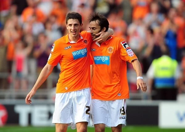 Blackpool's Daniel Bogdanovic and Craig Cathcart Celebrate Goal Against Bristol City - League Cup 2011