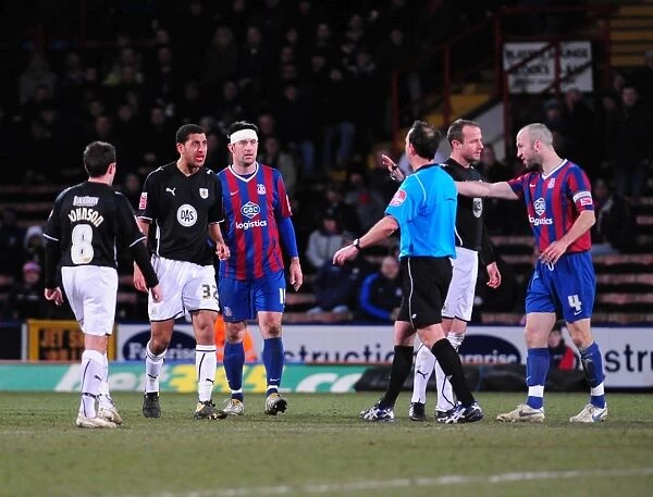 Bloody Clash: Nyatanga Protest against Referee Russell over Lee's Elbow at Selhurst Park, 2010 - Championship Football Match: Crystal Palace vs. Bristol City
