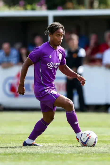 Framed Print : Bobby Reid in Action: Bristol City's Pre-season Friendly vs. Bristol Manor Farm (2017)