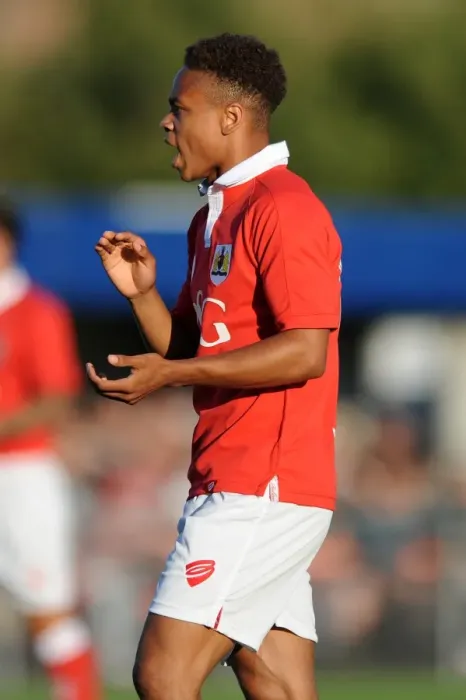 Framed Print : Bobby Reid in Action: Weston Super Mare vs. Bristol City, 09 / 07 / 2014 Framed Print : Bobby Reid in Action: Weston Super Mare vs. Bristol City, 09 / 07 / 2014