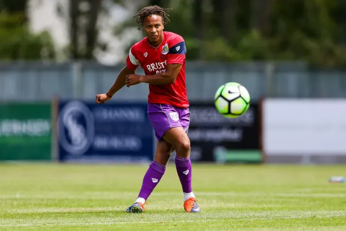 Framed Print : Bobby Reid of Bristol City Warming Up Ahead of Guernsey Friendly, 2017