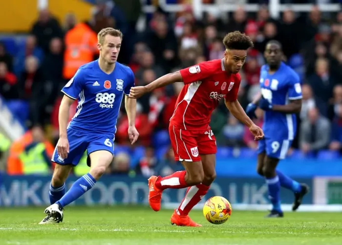 Framed Print : Bobby Reid Charges Forward: Birmingham City vs. Bristol City, 2016